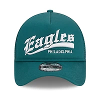 Casquette réglable New Era pour hommes, vert nuit, Caliber Trucker 9FORTY des Eagles de Philadelphie