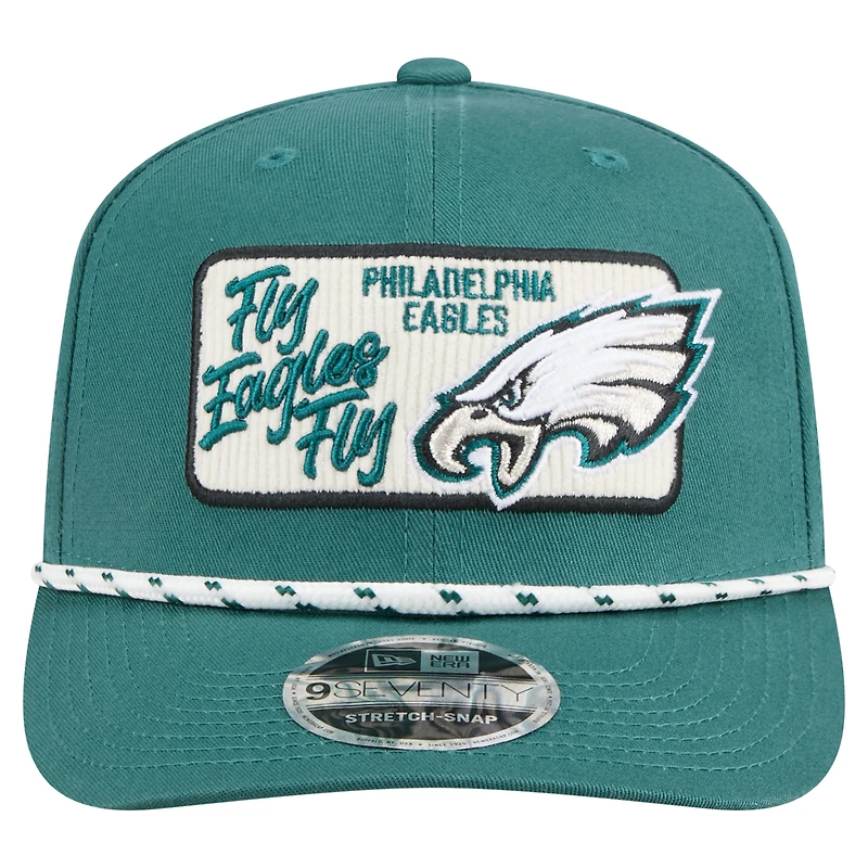 Casquette extensible à pression New Era Chant 9SEVENTY vert nuit des Philadelphia Eagles pour homme