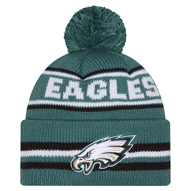 Bonnet à revers classique New Era vert nuit Philadelphia Eagles pour homme, avec pompon