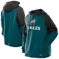 Men's New Era  Midnight Green Philadelphia Eagles Combine Authentic Color Block Raglan Pullover Hoodie