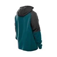 Men's New Era  Midnight Green Philadelphia Eagles Combine Authentic Color Block Raglan Pullover Hoodie