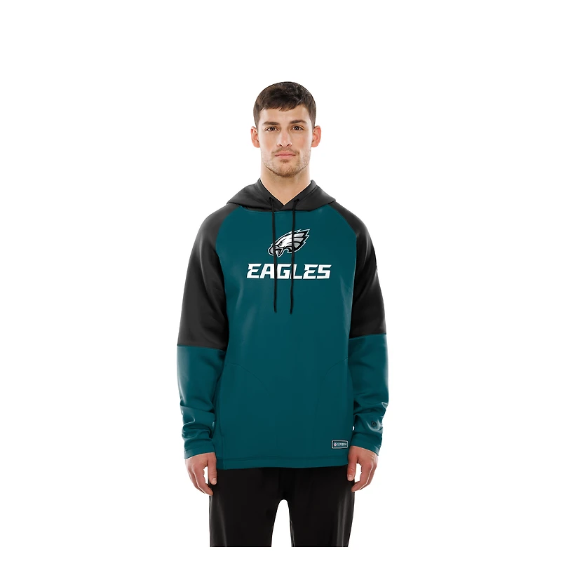 Sweat à capuche raglan blocs de couleurs authentiques New Era vert nuit des Philadelphia Eagles pour homme