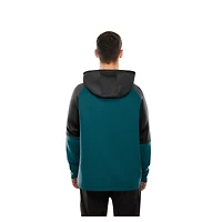 Men's New Era  Midnight Green Philadelphia Eagles Combine Authentic Color Block Raglan Pullover Hoodie