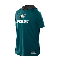 T-shirt à capuche et manches courtes raglan authentique des Philadelphia Eagles de New Era, vert nuit, pour homme