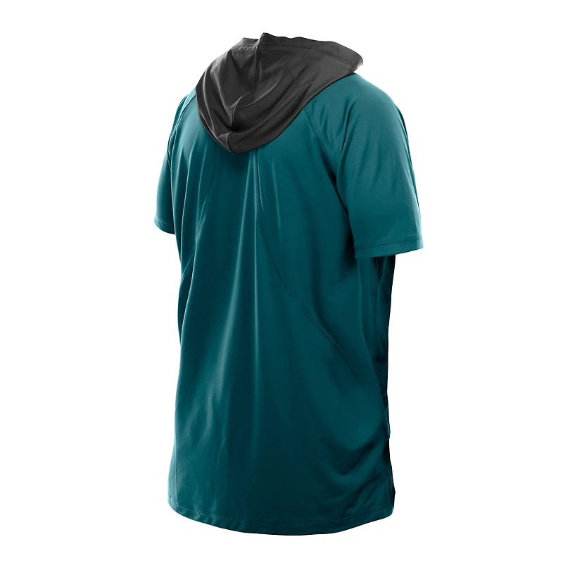 Men's New Era  Midnight Green Philadelphia Eagles Combine Authentic Hooded Raglan Short-Sleeve T-Shirt