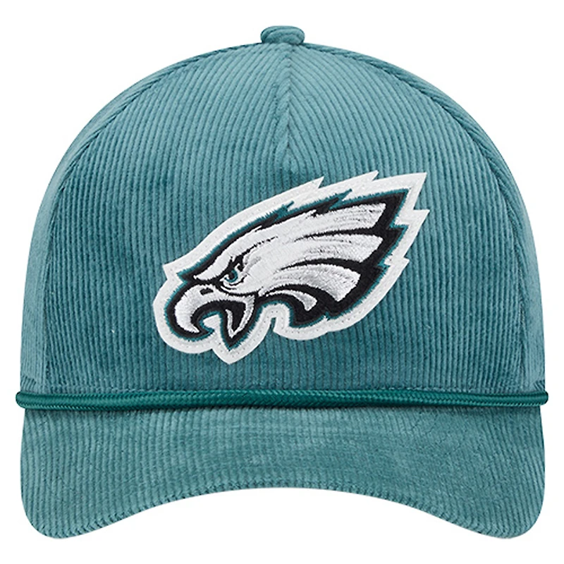 Casquette ajustable en velours côtelé 9FORTY A-Frame vert nuit des Philadelphia Eagles de New Era pour homme