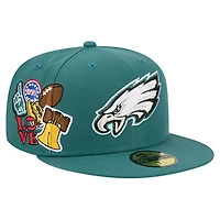 Men's New Era  Midnight Green Philadelphia Eagles Group Chat 59FIFTY Fitted Hat
