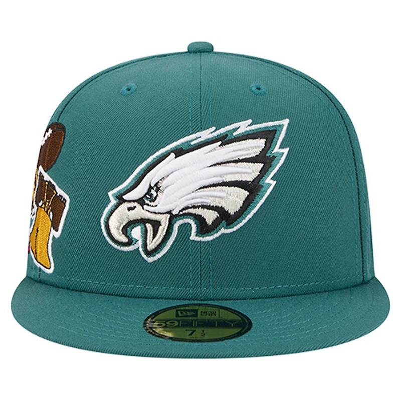 Men's New Era  Midnight Green Philadelphia Eagles Group Chat 59FIFTY Fitted Hat
