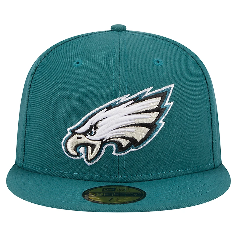 Casquette ajustée 59FIFTY Main vert nuit des Eagles de Philadelphie New Era pour hommes