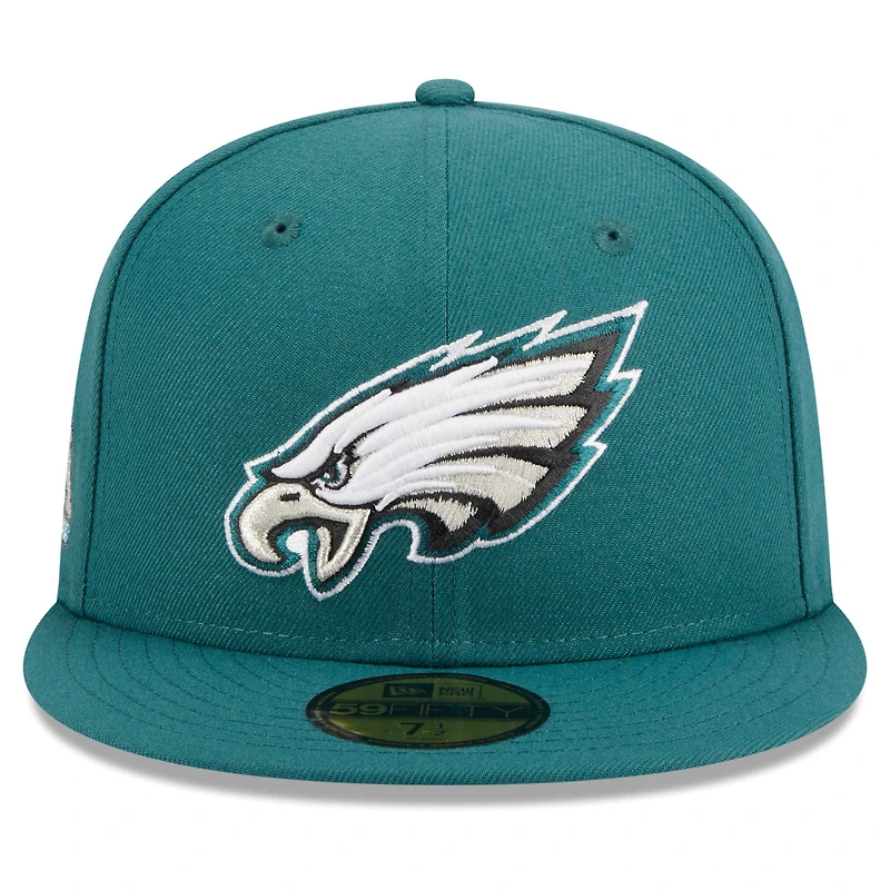 Casquette ajustée 59FIFTY New Era pour hommes des Philadelphia Eagles Main Patch vert nuit