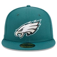 Casquette ajustée 59FIFTY New Era pour hommes des Philadelphia Eagles Main Patch vert nuit