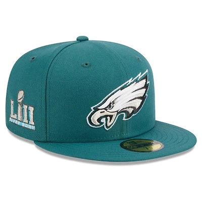 Casquette ajustée 59FIFTY New Era pour hommes des Philadelphia Eagles Main Patch vert nuit