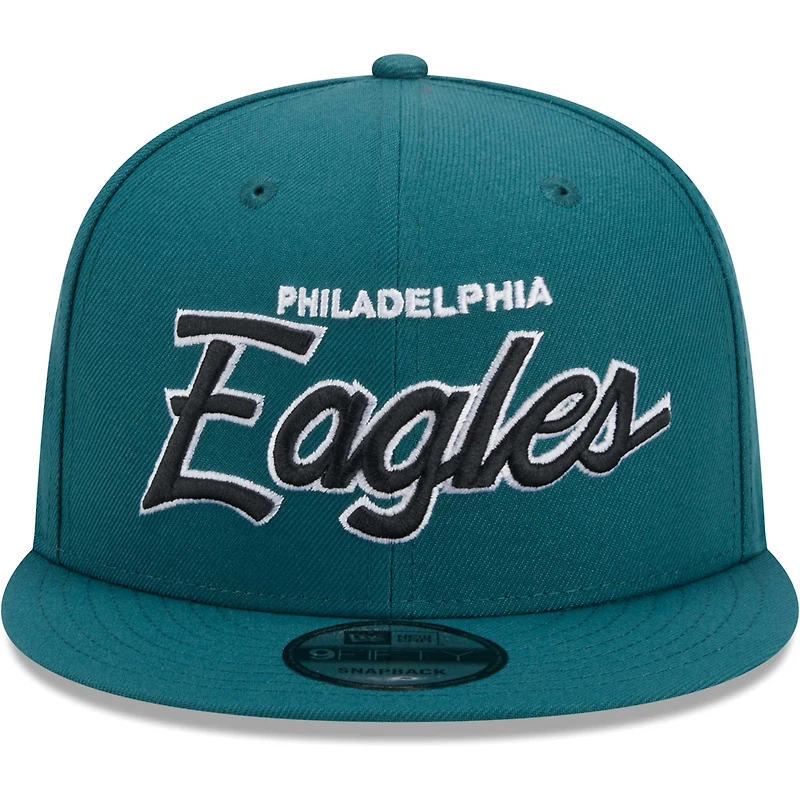 Men's New Era Midnight Green Philadelphia Eagles Main Script 9FIFTY Snapback Hat
