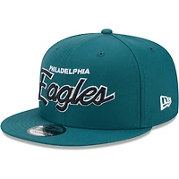 Casquette Snapback 9FIFTY New Era pour hommes des Philadelphia Eagles Main Script vert nuit