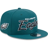 Casquette Snapback 9FIFTY New Era pour hommes des Philadelphia Eagles Main Script vert nuit