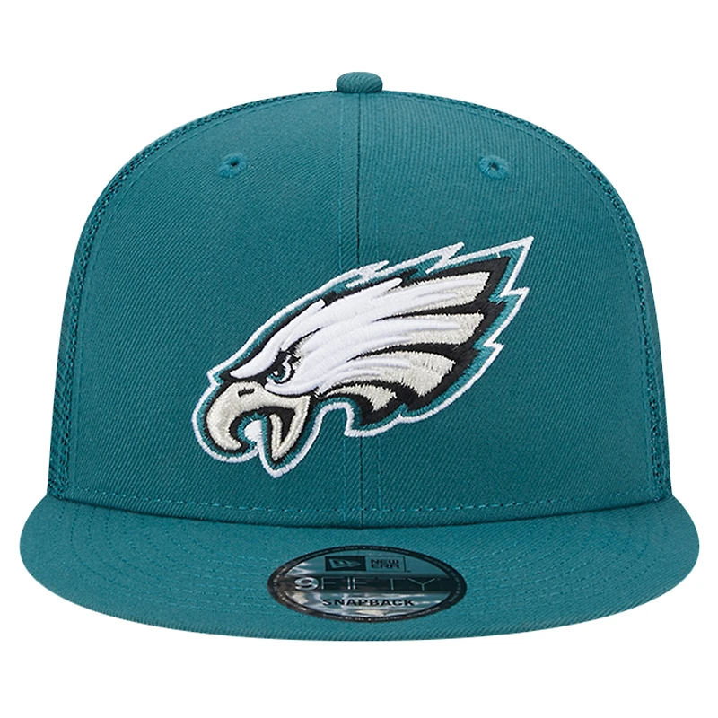 Casquette Snapback 9FIFTY Main Trucker des Philadelphia Eagles New Era vert nuit pour hommes