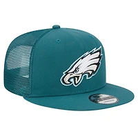 Casquette Snapback 9FIFTY Main Trucker des Philadelphia Eagles New Era vert nuit pour hommes
