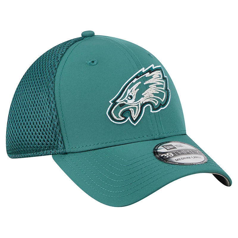 Casquette 39THIRTY Flex Outline des Philadelphia Eagles de New Era pour homme, vert nuit