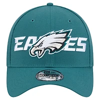 Men's New Era Midnight Green Philadelphia Eagles Overlap Logo 39THIRTY Stretch Fit Hat