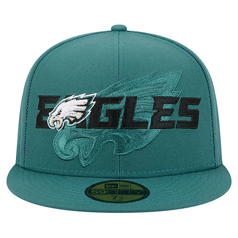 Casquette ajustée 59FIFTY Philadelphia Eagles vert nuit New Era pour homme