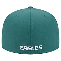 Men's New Era  Midnight Green Philadelphia Eagles Overlap Wordmark 59FIFTY Fitted Hat
