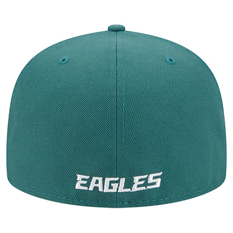 Men's New Era Midnight Green Philadelphia Eagles Overlap Wordmark 59FIFTY Fitted Hat