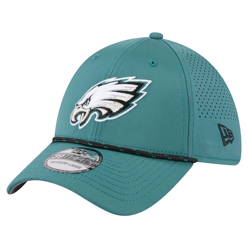 Casquette perforée 39THIRTY Flex New Era vert nuit des Philadelphia Eagles pour homme
