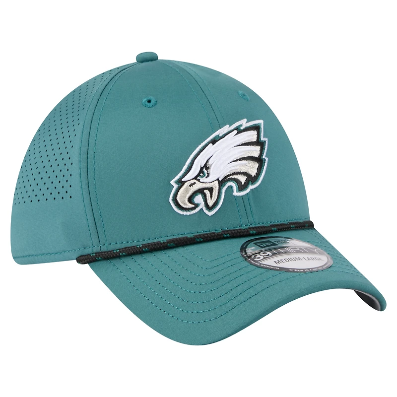 Casquette perforée 39THIRTY Flex New Era vert nuit des Philadelphia Eagles pour homme