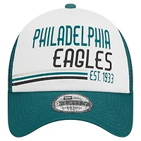 Casquette réglable 9FORTY Stacked A-Frame Trucker 9FORTY vert nuit des Philadelphia Eagles pour hommes