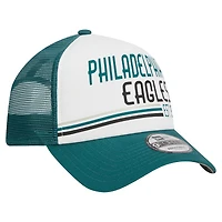 Men's New Era /Midnight Green Philadelphia Eagles Stacked A-Frame Trucker 9FORTY Adjustable Hat