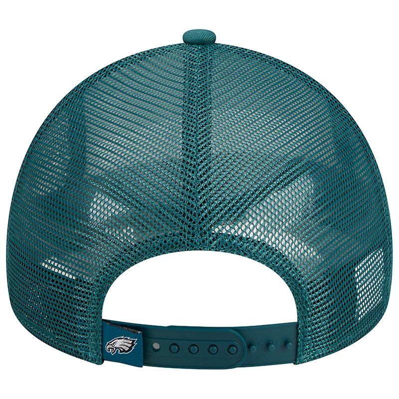 Casquette réglable 9FORTY Stacked A-Frame Trucker 9FORTY vert nuit des Philadelphia Eagles pour hommes