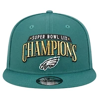 Casquette snapback New Era 9FIFTY pour homme, vert nuit, Philadelphia Eagles, Super Bowl LIX Champions