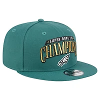 Casquette snapback New Era 9FIFTY pour homme, vert nuit, Philadelphia Eagles, Super Bowl LIX Champions