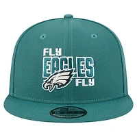 Casquette snapback 9FIFTY New Era pour homme, vert nuit, Philadelphia Eagles, Super Bowl LIX Champions, avec écusson latéral