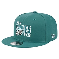 Casquette snapback 9FIFTY New Era pour homme, vert nuit, Philadelphia Eagles, Super Bowl LIX Champions, avec écusson latéral