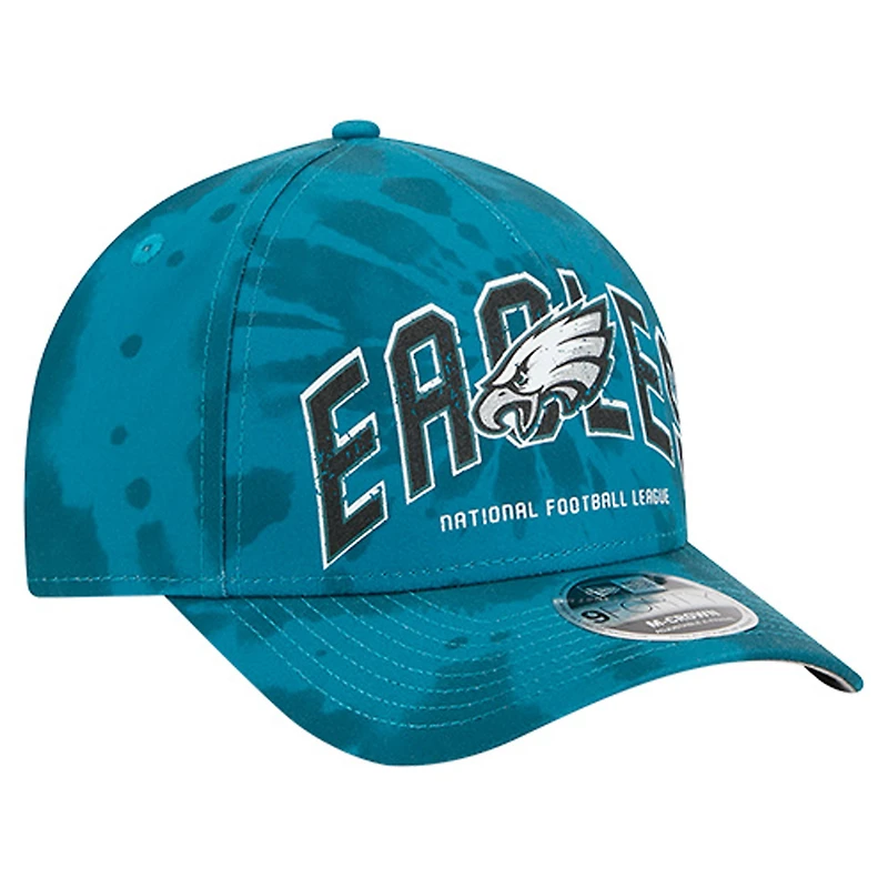 Men's New Era Midnight Green Philadelphia Eagles Tie Dye Fade 9Forty M-Crown A-Frame Adjustable Hat