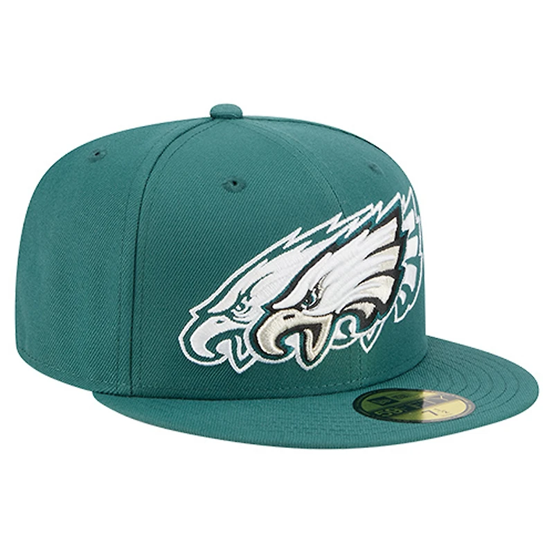 Casquette ajustée New Era Tri-Hit 59FIFTY verte des Philadelphia Eagles pour homme