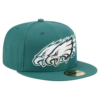 Casquette ajustée New Era Tri-Hit 59FIFTY verte des Philadelphia Eagles pour homme