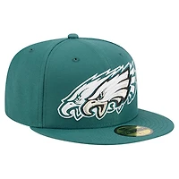 Casquette ajustée New Era Tri-Hit 59FIFTY verte des Philadelphia Eagles pour homme