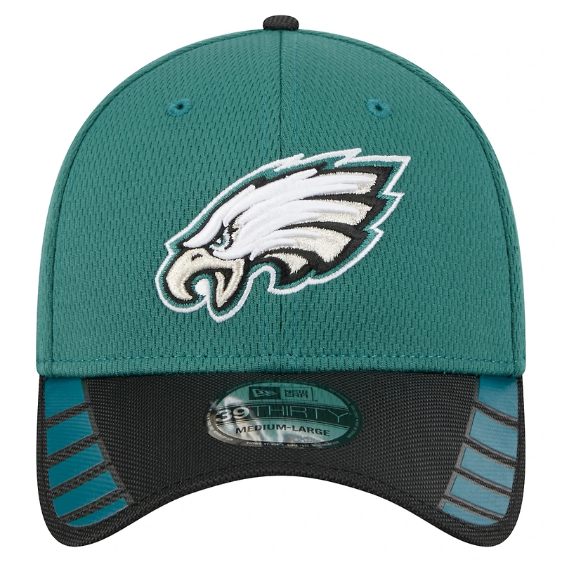 Casquette New Era 39THIRTY Flex vert nuit pour homme des Philadelphia Eagles