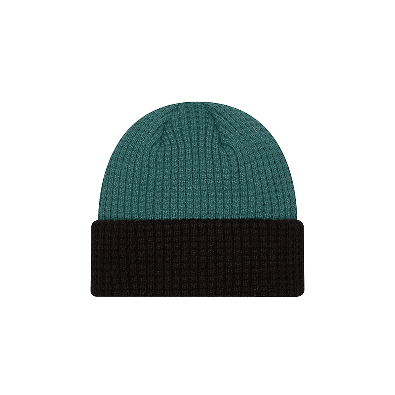 Bonnet en tricot gaufré à revers Kelly Green Philadelphia Eagles de New Era pour homme