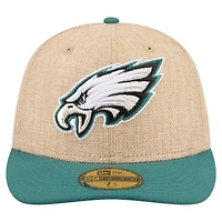Men's New Era  Natural/Midnight Green Philadelphia Eagles Pre-Curved Twine 59FIFTY Fitted Hat