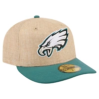 Men's New Era  Natural/Midnight Green Philadelphia Eagles Pre-Curved Twine 59FIFTY Fitted Hat