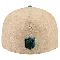 Men's New Era  Natural/Midnight Green Philadelphia Eagles Pre-Curved Twine 59FIFTY Fitted Hat