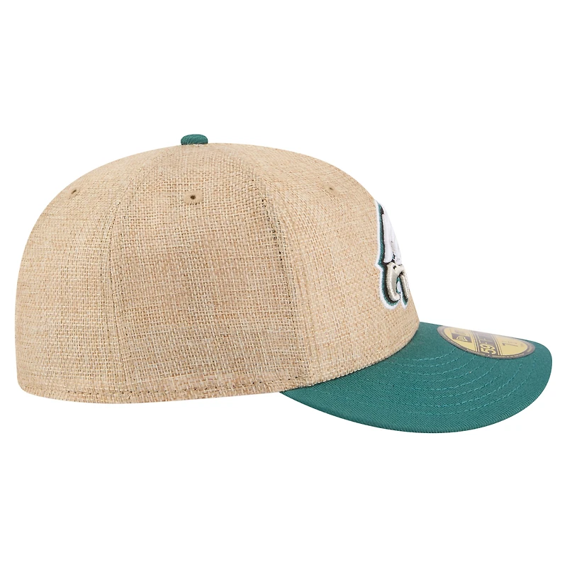 Men's New Era Natural/Midnight Green Philadelphia Eagles Pre-Curved Twine 59FIFTY Fitted Hat