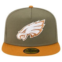 Men's New Era  Olive/Brown Philadelphia Eagles Color Pack A-Frame 59FIFTY Fitted Hat