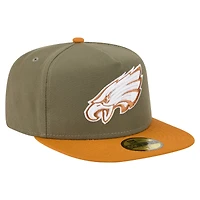 Men's New Era  Olive/Brown Philadelphia Eagles Color Pack A-Frame 59FIFTY Fitted Hat