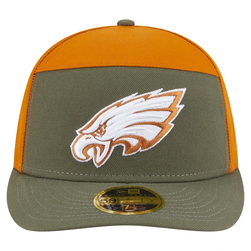 Men's New Era Olive/Brown Philadelphia Eagles Two-Tone Color Pack Split Panel 59FIFTY Fitted Hat