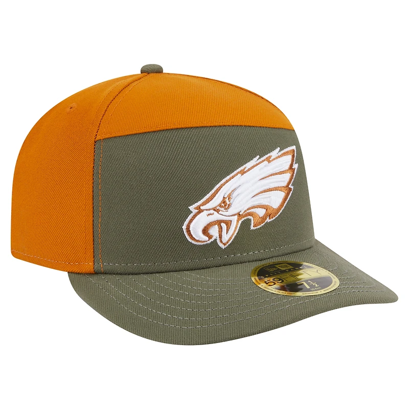 Men's New Era Olive/Brown Philadelphia Eagles Two-Tone Color Pack Split Panel 59FIFTY Fitted Hat
