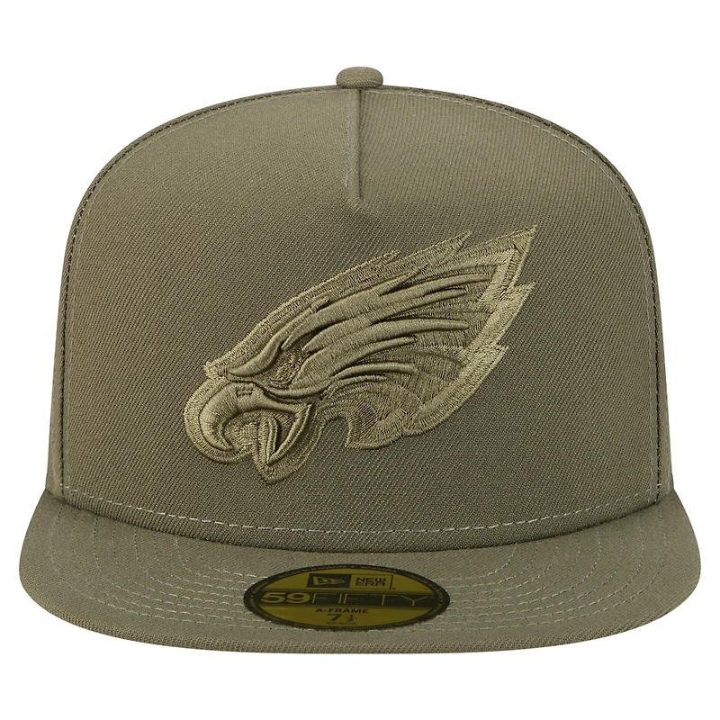 Casquette ajustée A-Frame 59FIFTY pour homme New Era, olive, Philadelphia Eagles, color pack